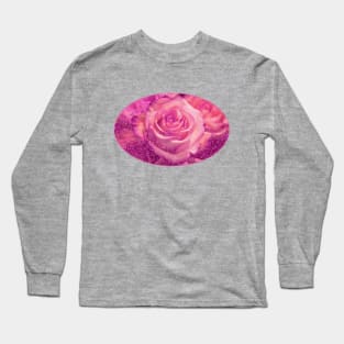 pink roses mask floral glitter love pattern sparkly romantic flowers Long Sleeve T-Shirt